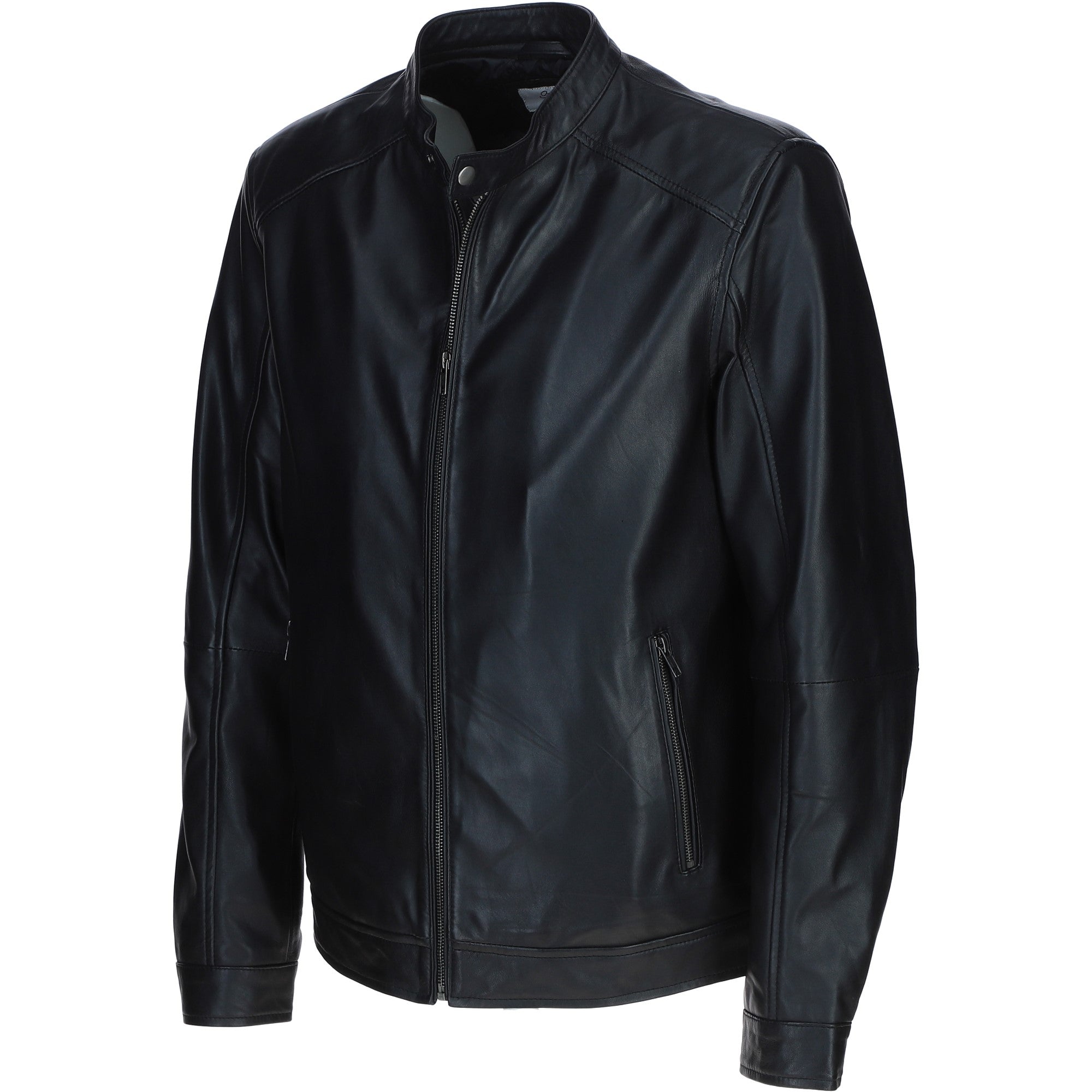 Ashwood Leather Mandarin Collar Biker Jacket Black: AMJ-31