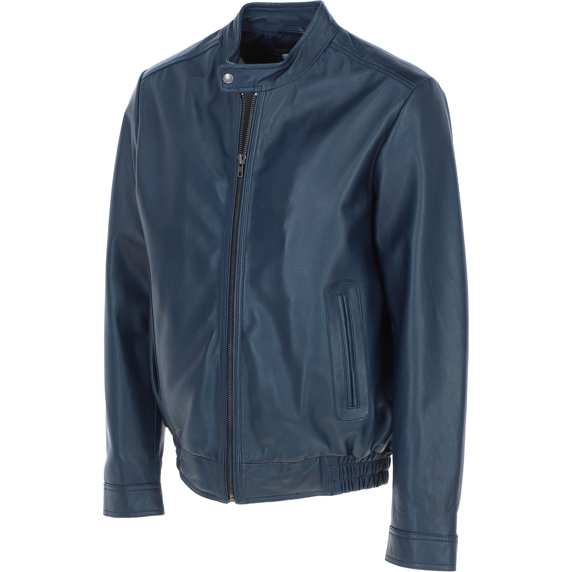 Ashwood Men's Genuine Leather Bomber Jacket Navy: AW-2255