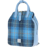 Ashwood Leather & Harris Tweed® Cloth Multi-Pocket Backpack Baby-blue/Blue: TW-66-19-BB