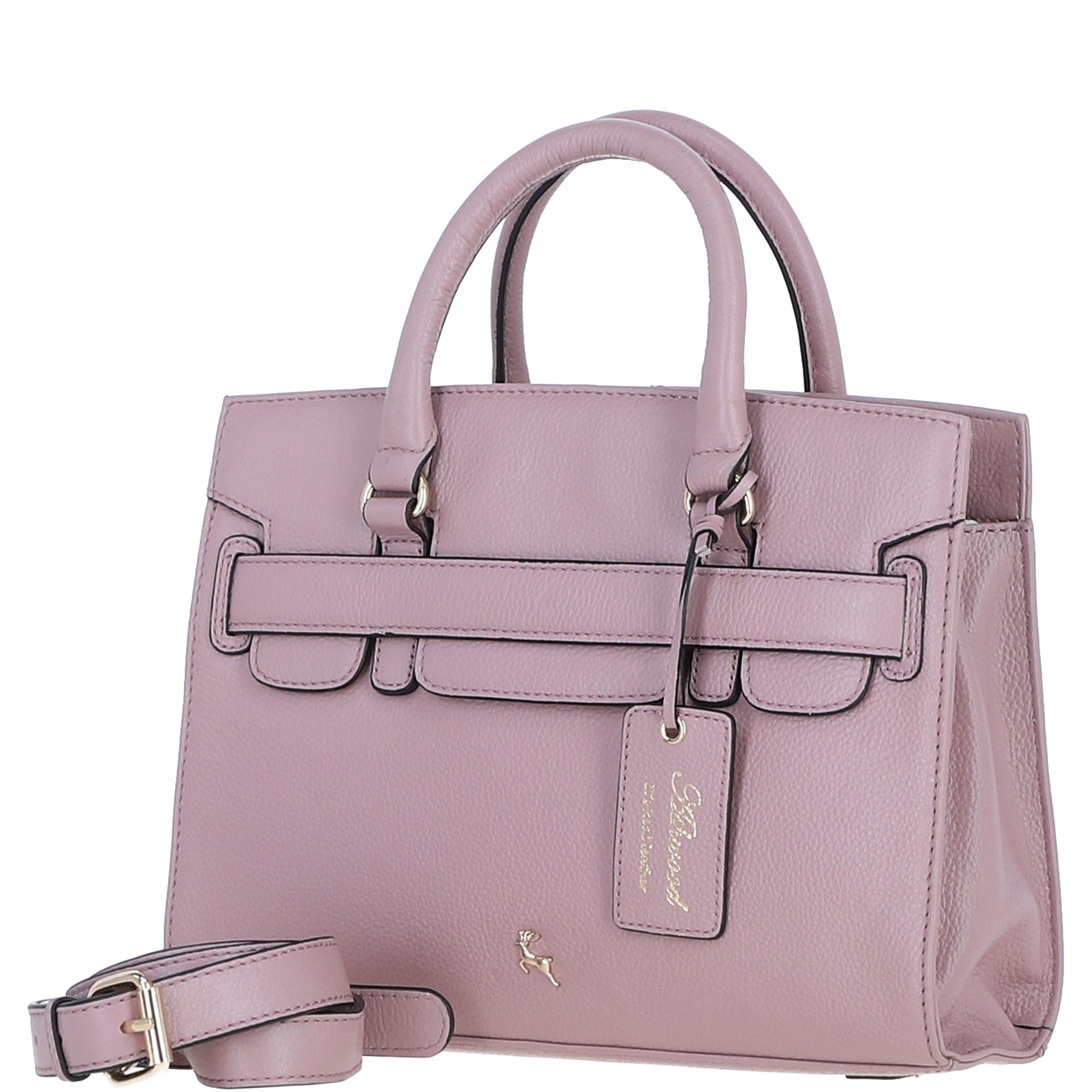 Ashwood Leather Handbag with Detachable Crossbody Strap Wood Rose: 64747