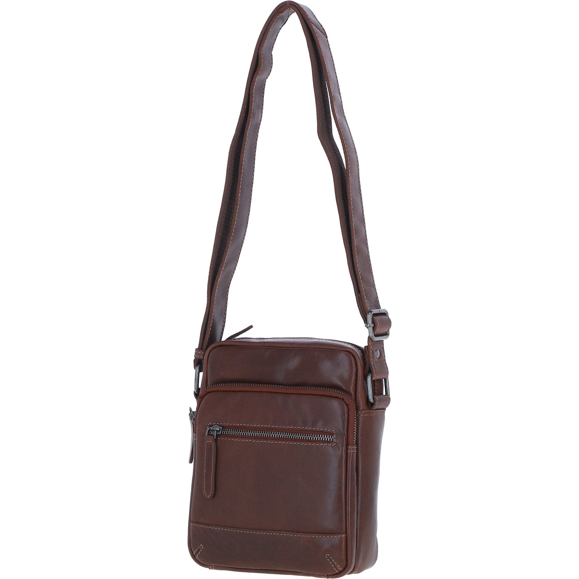 Ashwood Leather Men's Zip Crossbody Bag Chestnut: S-62