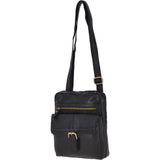 Leather Vintage Medium Flight Shoulder Bag Black : G-33