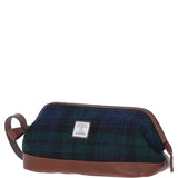 Ashwood Leather & Harris Tweed® Cloth Unisex Washbag Tan/Watch: TW-40-04-TW