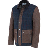 Ashwood Leather x Harris Tweed Men’s Diamond Quilted Stitch Details Casual Jacket Brown/Navy: TW-907-011-BN