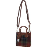 Ashwood Leather & Harris Tweed® Cloth Handbag with Removable Crossbody Strap Tan/Green/Red: TW-21-08-TR