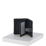 Cow Waxy Leather Classic 6 Card,ID, Coins &  Bill-Fold Tab Wallet Black : 1553