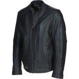 Ashwood Bubble Leather Mandarin Collar Men's Biker Jacket Black: nz-16110
