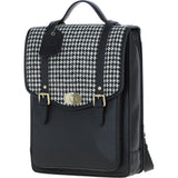 Ashwood Leather & Harris Tweed® Cloth Large Backpack with Twist Lock Black/White: TW-38-12-BW