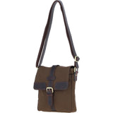 Fenland Canvas & Leather Crossbody Bag Brandy/green: FEN-753