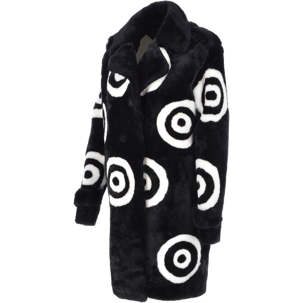 Sheepskin Coat With Roundel Detail Black/ White: D-LOOK-8