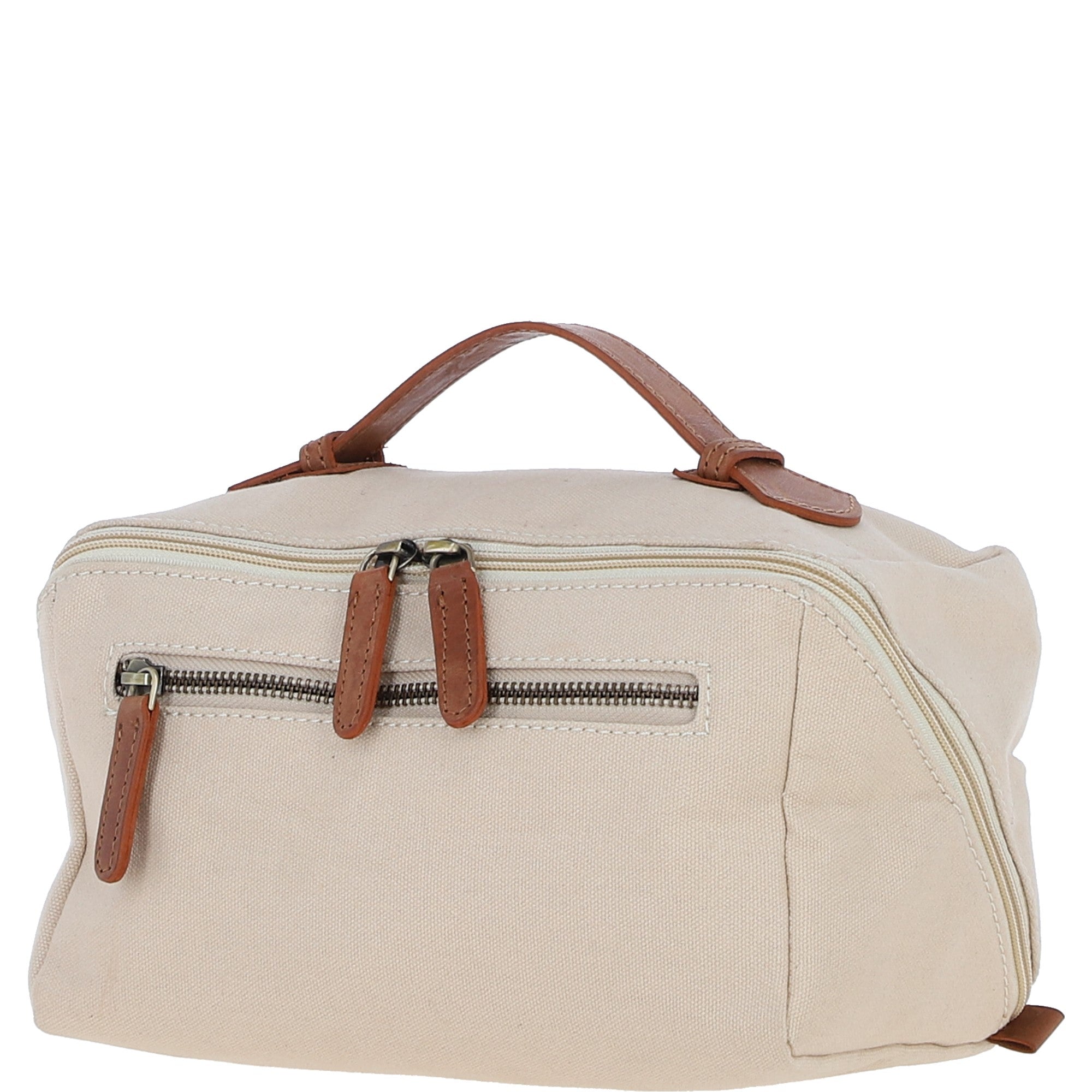 Fenland Canvas & Leather Wash Bag Tan/cream: FEN-759