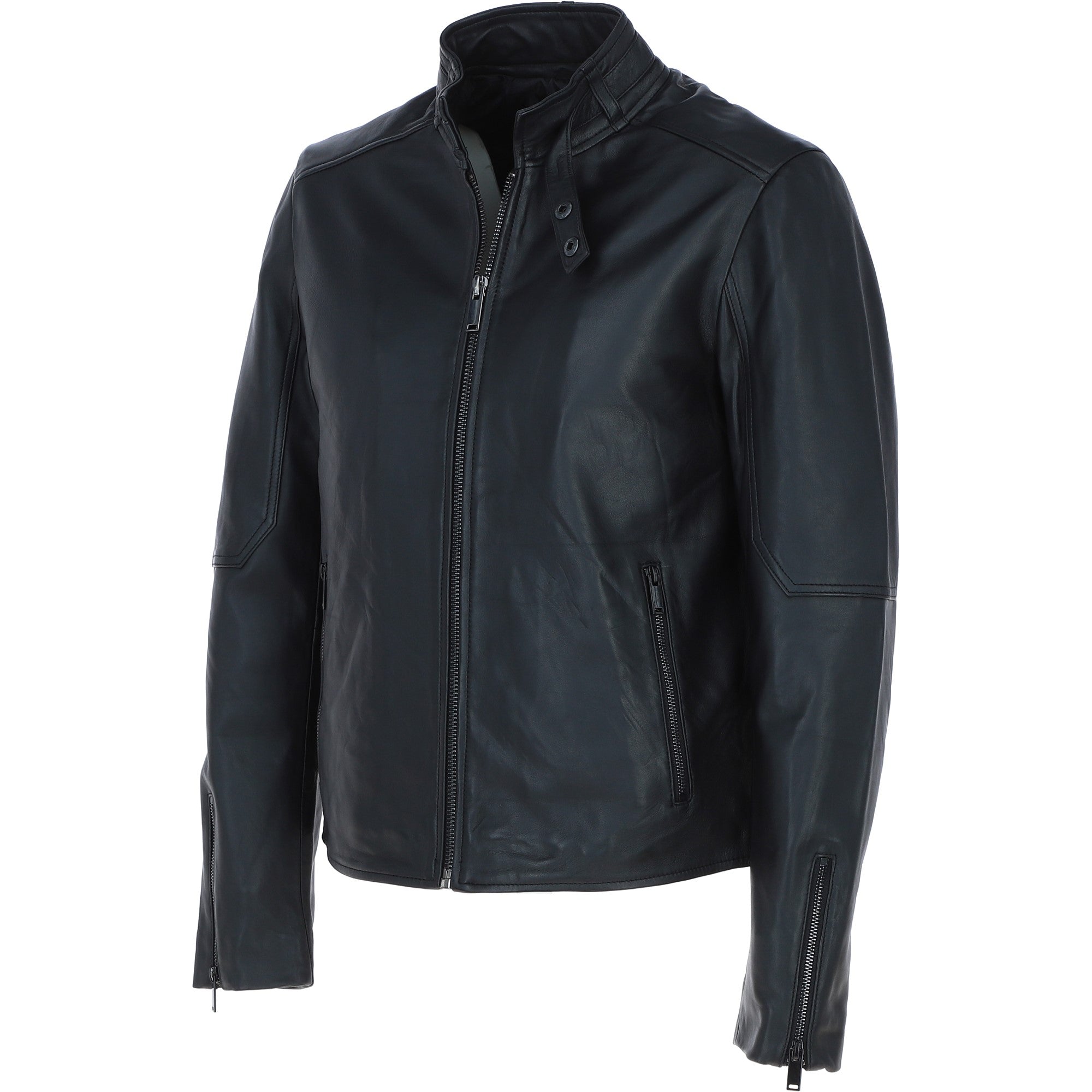 Ashwood Leather Biker Jacket Black: AWM-Charli