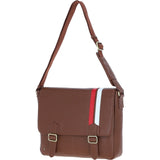 Gabicci Leather Messenger Bag with Striped Detail Tan: GB-64951