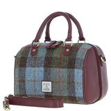 Ashwood Leather & Harris Tweed® Cloth Medium Barrel Bag Wine/Mcload: TW-62-17-WM
