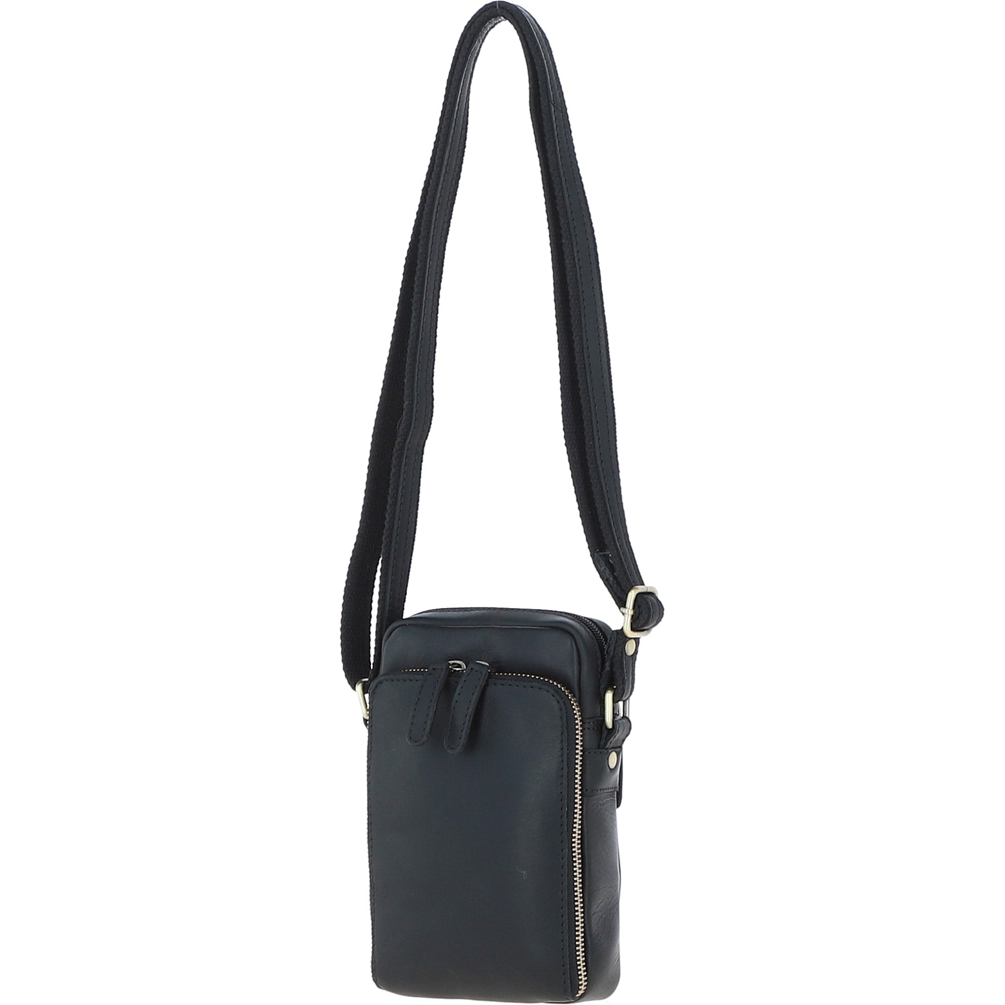 Leather Crossbody Smartphone Bag Black: K-41