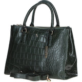Three Sections Veggie Tanned Leather Bag Green/croc: DM3