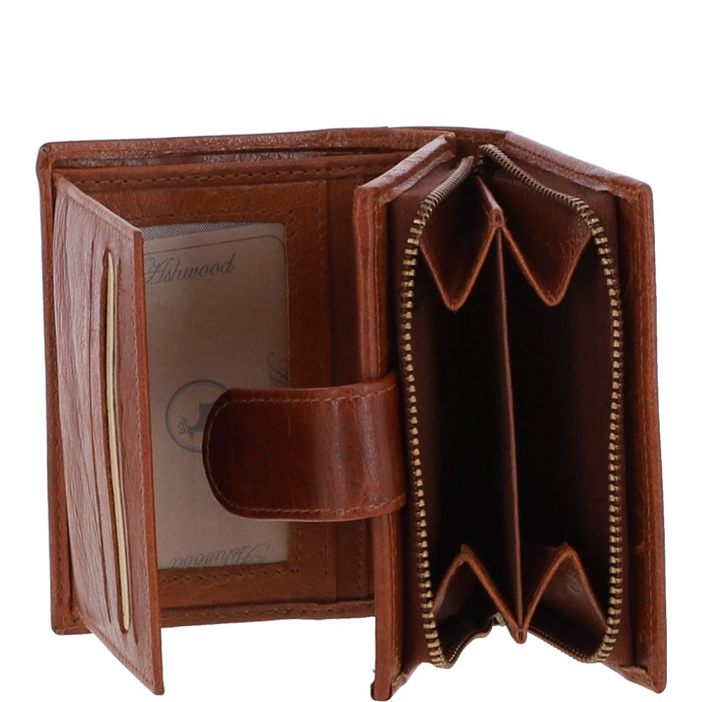 Women's Vintage Wash Leather Wallet Purse Tan : G-41