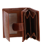 Women's Vintage Wash Leather Wallet Purse Tan : G-41