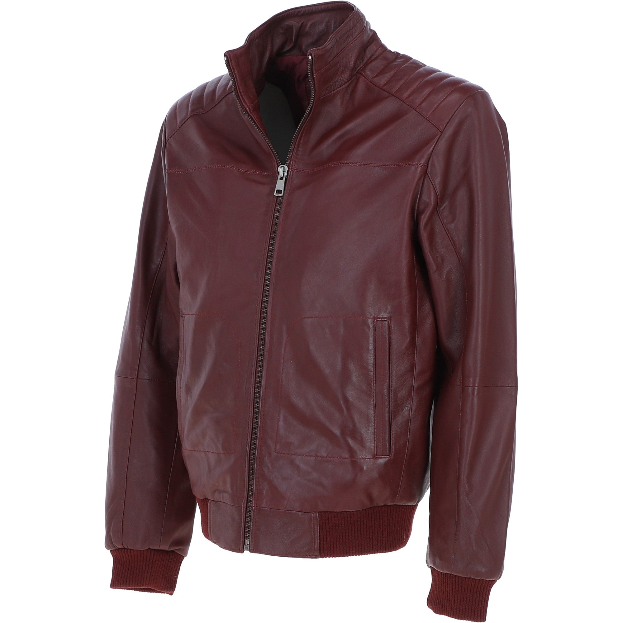 Ashwood Leather Bomber Jacket Burgandy: AWM-784