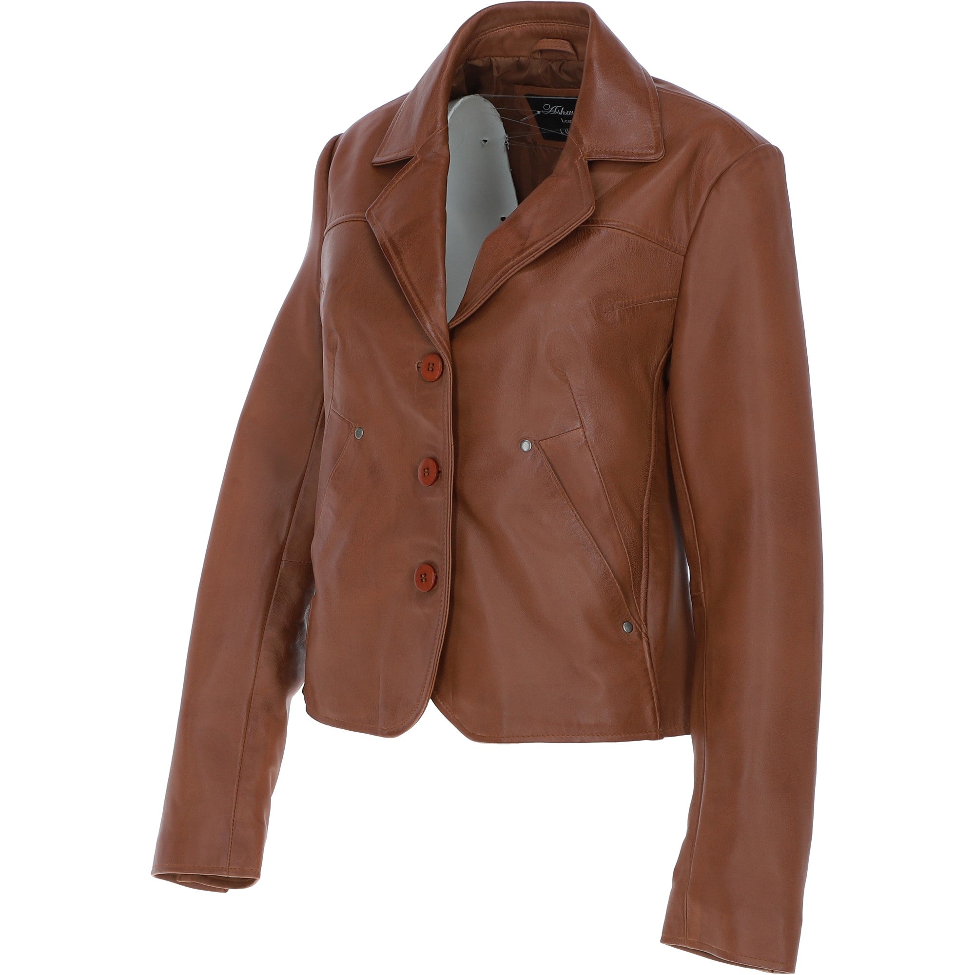 Ashwood Leather Short Blazer Jacket Tan : Awl 1676