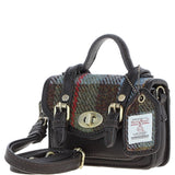 Ashwood Leather & Harris Tweed® Cloth Micro Satchel Bag with Twist Lock Brown/McLoad:TW-36-01-BM