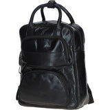 Compact Leather Backpack with Front Zip Pockets Black: TL-006