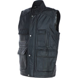 Premium Men's Black Leather Utility Vest with Multiple Pockets: friends