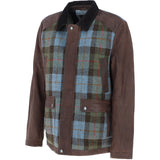 Ashwood Leather x Harris Tweed Men's Buff Lamb Leather Jacket with Corduroy Collar Brown/Mcload: TW-903-01-BM