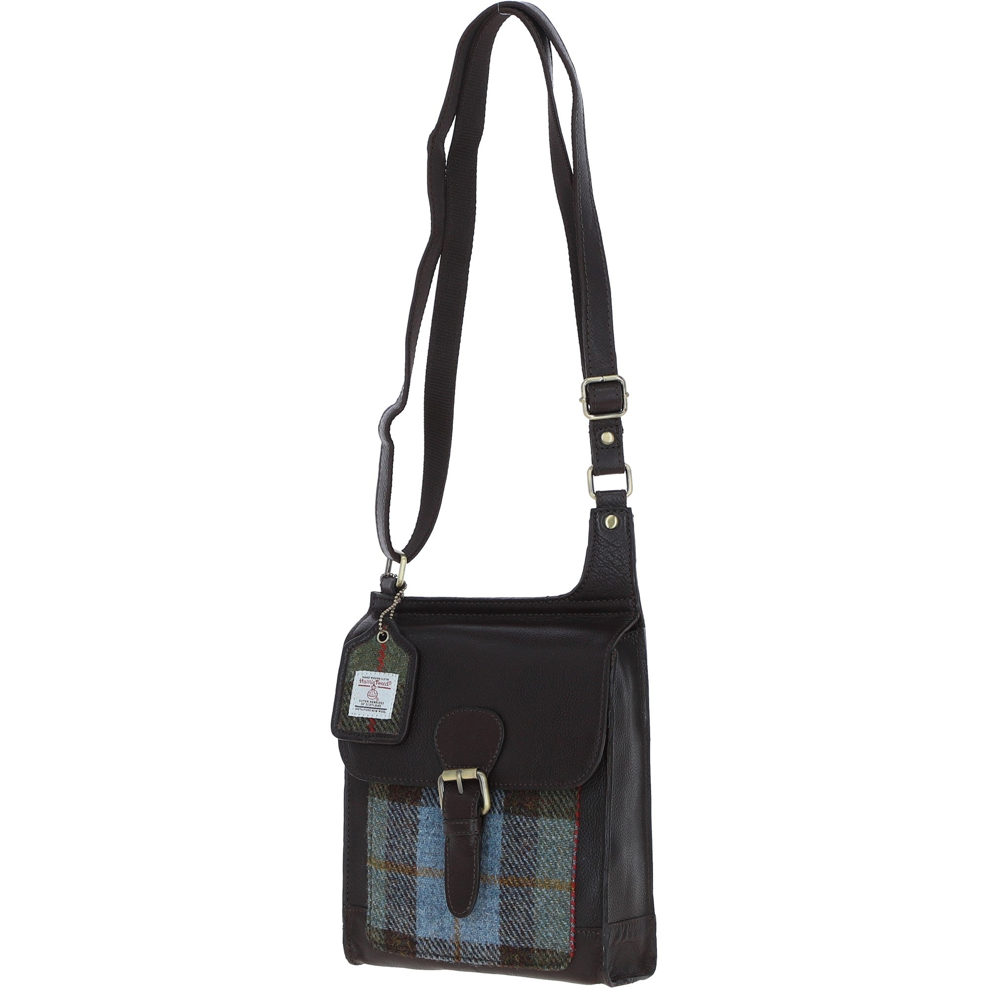 Ashwood Leather & Harris Tweed® Cloth Crossbody Bag Brown/Mcload: TW-24-01-BM