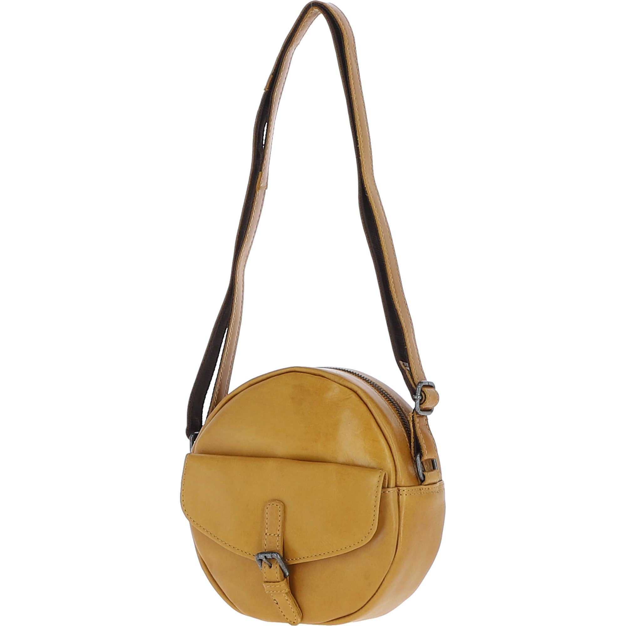 Ashwood Leather Round Crossbody Bag Mustard: P-66