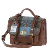 Ashwood Leather & Harris Tweed® Cloth Mini Satchel Bag with Twist Lock Tan/Mcload: TW-32-02-TM