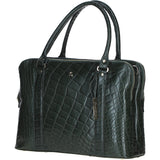 Large Leather Handbag Green/croc: Gina