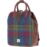 Ashwood Leather & Harris Tweed® Cloth Multi-Pocket Backpack Tan/Purple: TW-66-13-TP