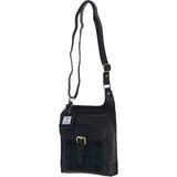 Ashwood Leather & Harris Tweed® Cloth Crossbody Bag Black/Watch: TW-24-03-BW