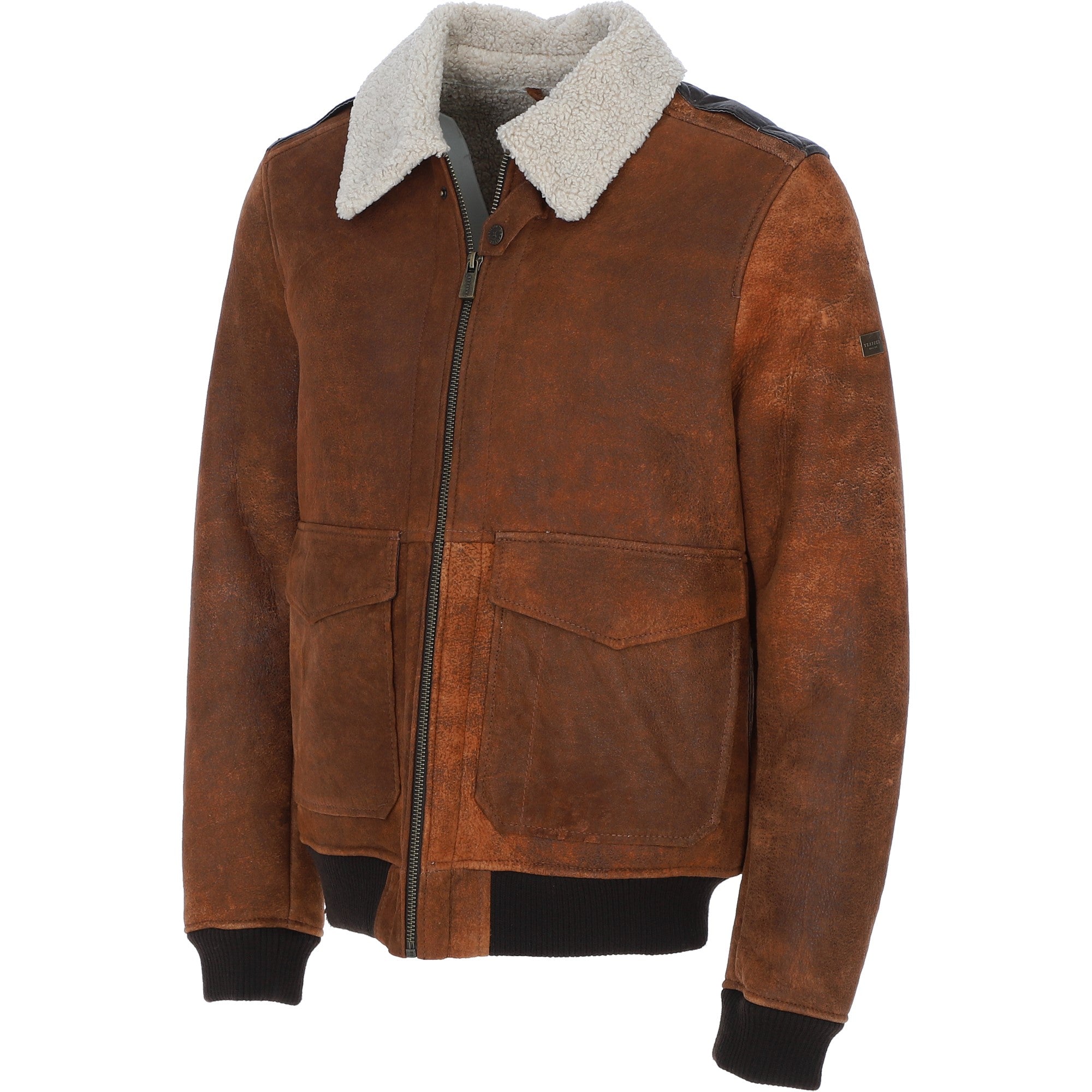 Classic Trapper Suede Leather Pilot Jacket Cognac: Trap-Pilot