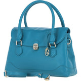 Premium Leather Shoulder Bag with Detachable Crossbody Strap Turquise: Y-56
