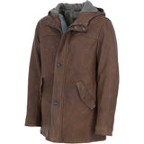 Trapper Mens Lamb Leather Hooded Jacket Brown 27: 162123