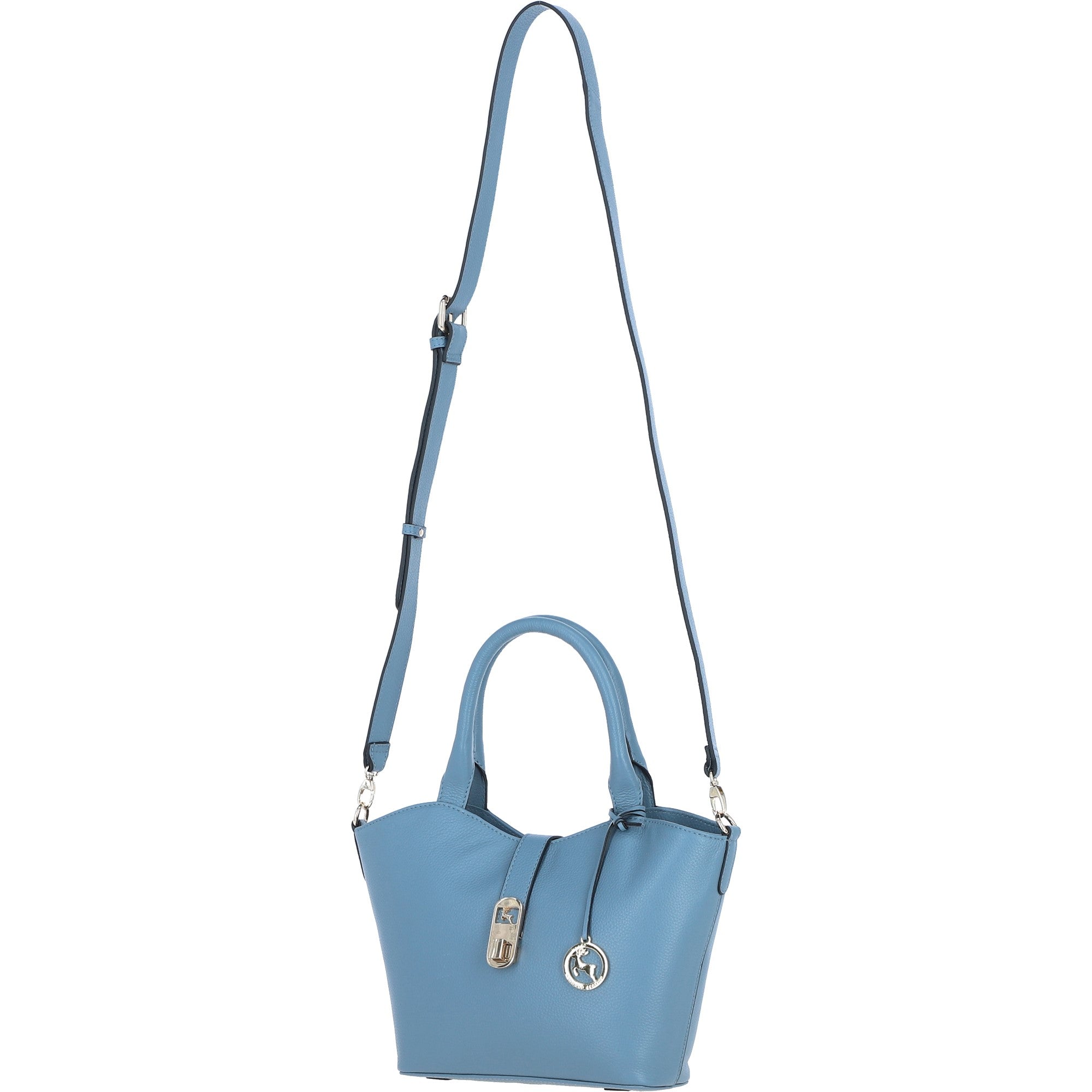 Leather Shoulder Bag with Detachable Crossbody Strap Denim: 64739