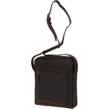 Tablet Friendly Medium Vintage Leather Body Bag Brown: Paddy
