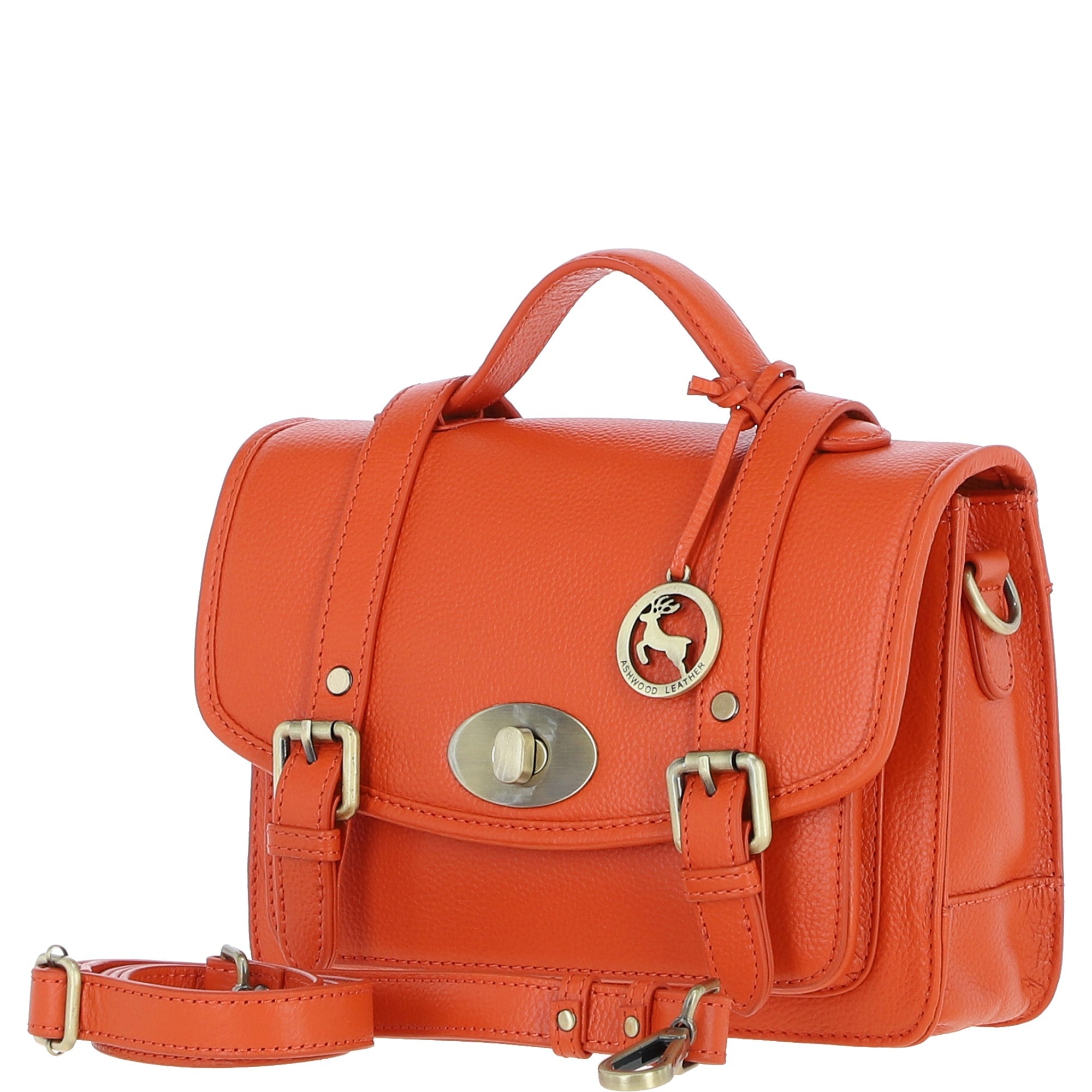 Stylish Ashwood Leather Large Satchel Bag Orange: Y-63