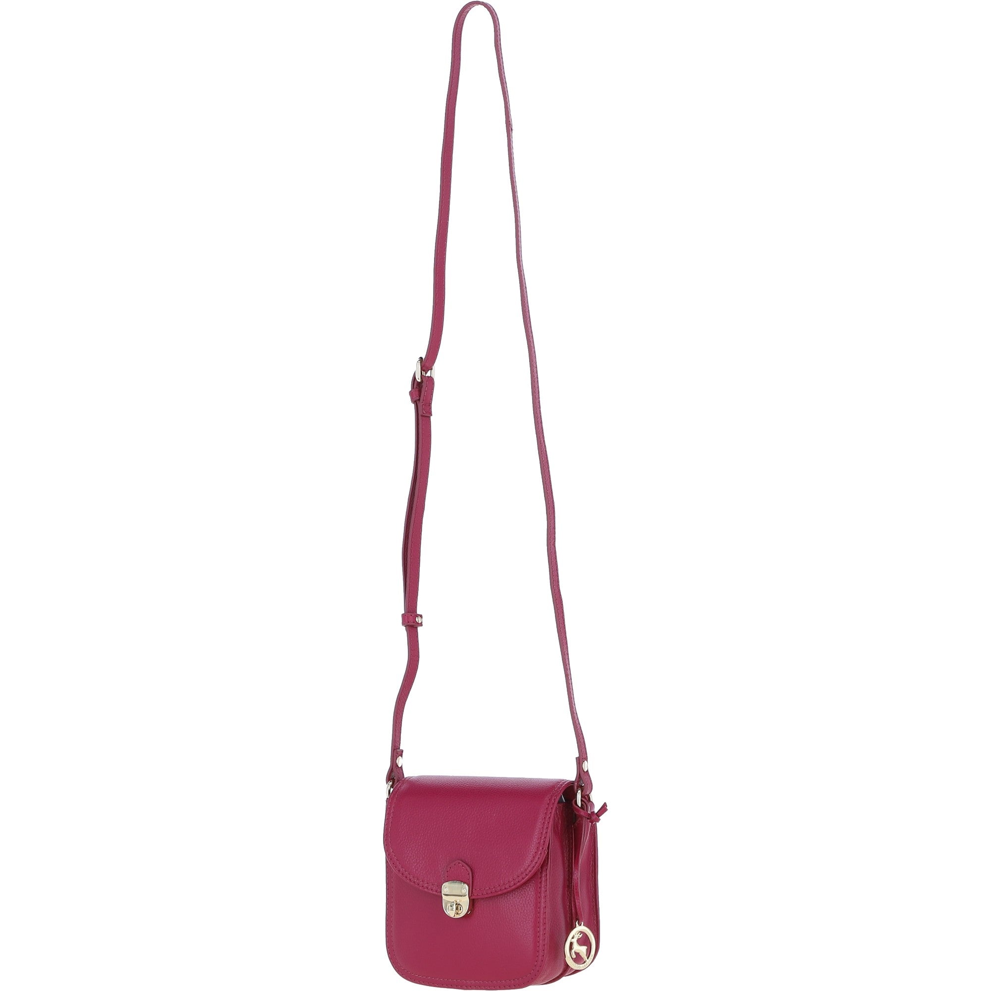 Ashwood Elegant Leather Crossbody Bag with Twist Lock Raspberry: Y-52