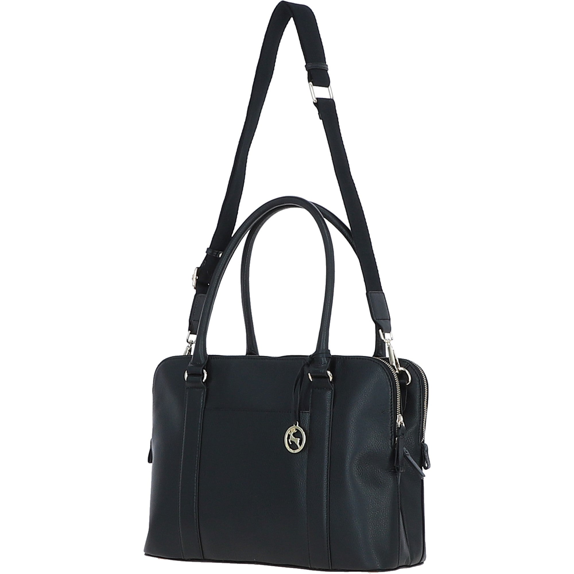 Ashwood 3 Section Large Leather Handbag Black: X-39
