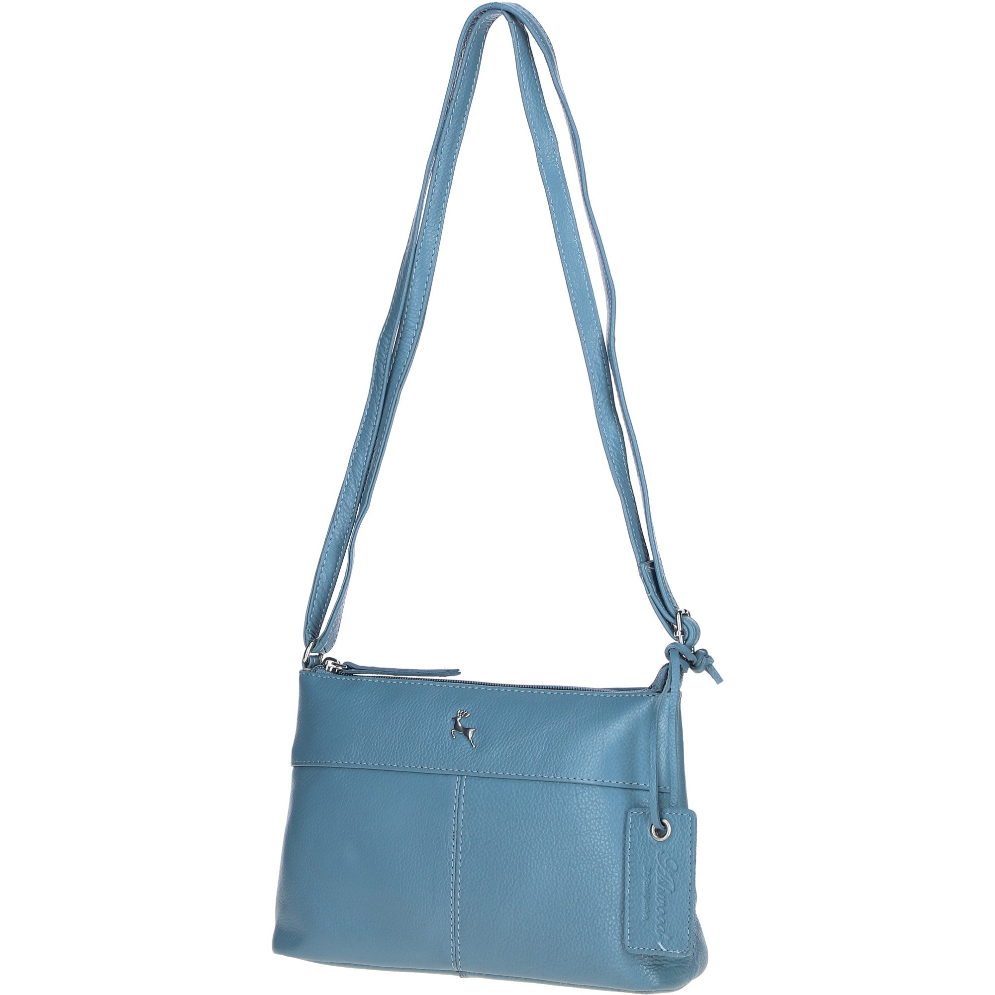 Elegant Leather Shoulder Bag Avio Blue: Dublin