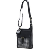 Ashwood Leather & Harris Tweed® Cloth Crossbody Bag Black/White: TW-24-012-BW