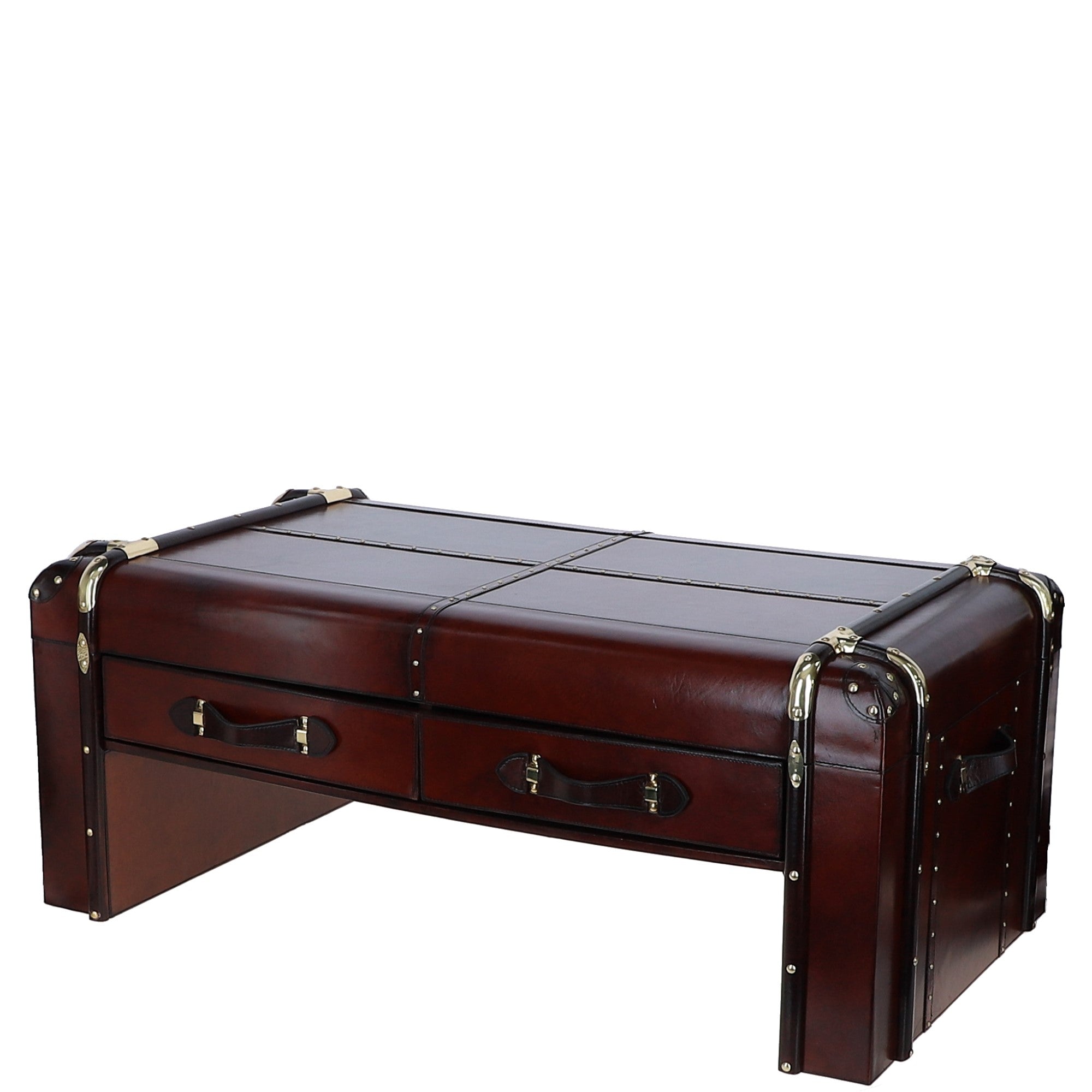 Luxury Real Leather Coffee Table Chestnut :lf-148