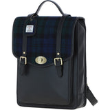 Ashwood Leather & Harris Tweed® Cloth Large Backpack with Twist Lock Black/Watch: TW-38-03-BW