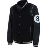Ashwood Leather Men’s Wool and Leather Bomber Jacket with Striped Collar in Black: AWM-8