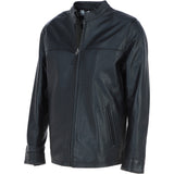 Ashwood Men’s Casual Real Leather Jacket with Mandarin Collar and Hidden Zip Black: AWM-COOPER