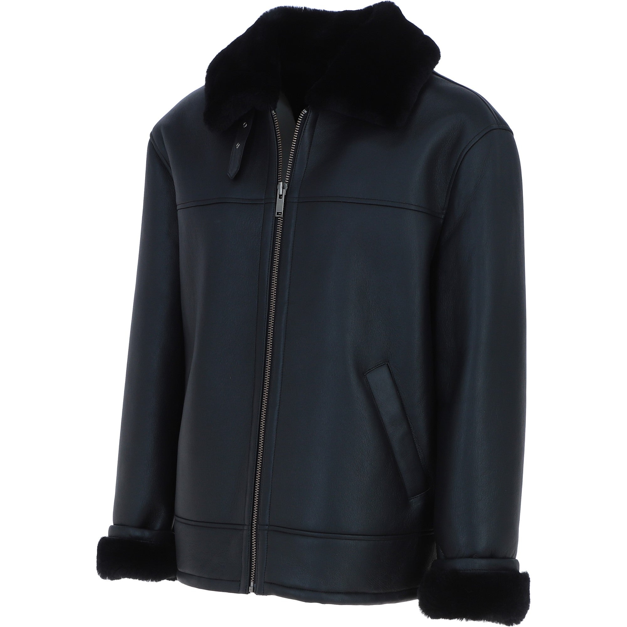 Sheepskin Flying Jacket Black: KE 007E
