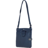 Genuine Leather Crossbody x Shoulder Bag with Golden Accents Navy: 64239